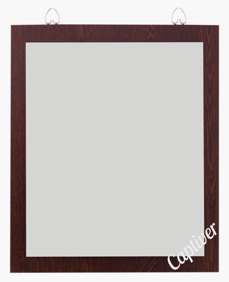 Captiver Engineered Wood Solid Base Decorative Wall Unique Mirrors (28X33 CM, Wenge)