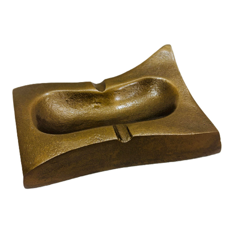 Atiqco Aluminium Metal Handcrafted Table Ashtray for Cigarette & Cigar, Rectangular Shape, Home Decor 13x8x4 cm Gold Finish