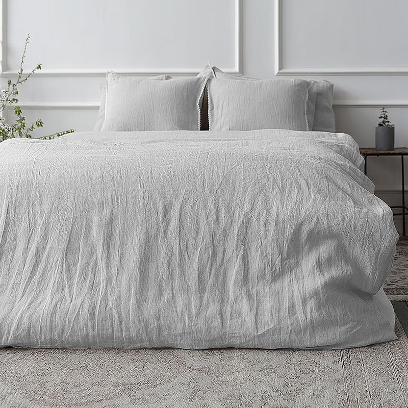 Vintana LinenLuxe 100% Pure Linen Bed Sheet for King Size Bed, 1 King Size Linen Bedsheet (108 x 108 Inches) with 2 Pillow Covers | 40's LEA | Ivory