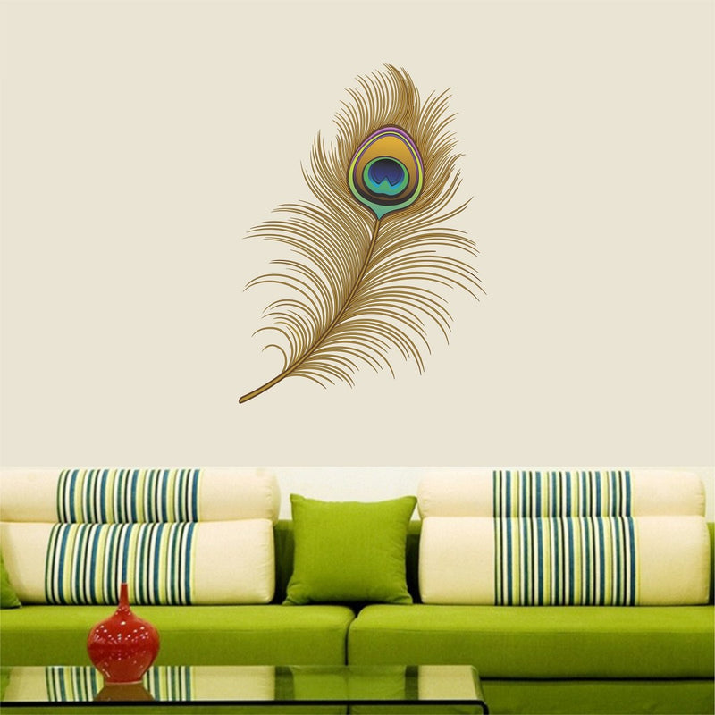 Asmi Collections Wall Stickers Beautiful Peacock Feather