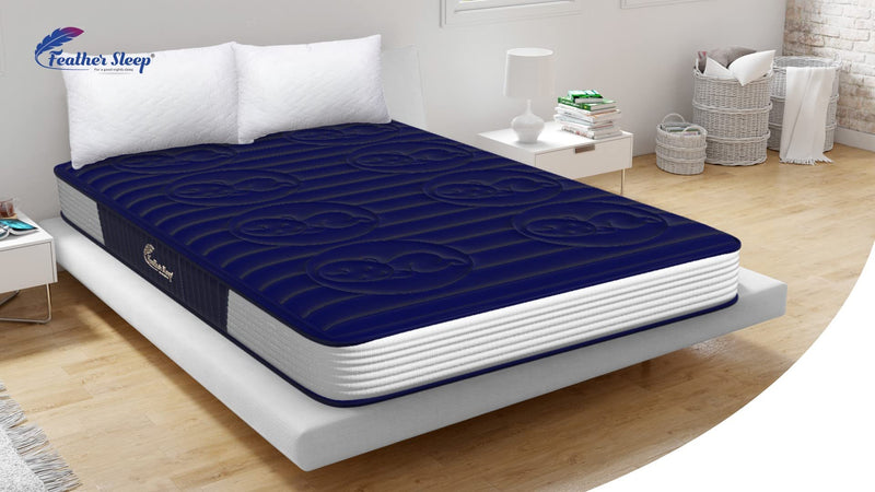 Feather Sleep Dual Comfort 5 Inch Sleep Ortho High Density Foam & Latex Foam Reversible Mattress with Cool Gel Foam Blue Colour 75x30x5 Inches