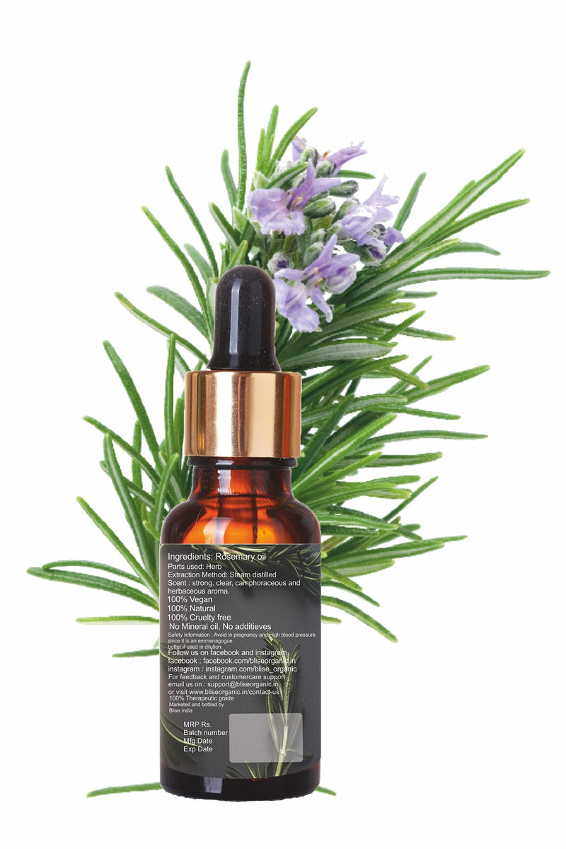 Blise organic Rosemary Essential Oil -100% pure and naturals, For Hair fall control and Hair Growth