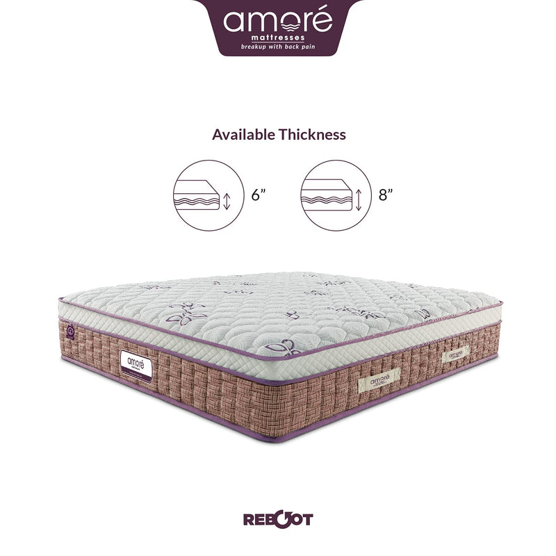 Amore Reboot 8 Inch Euroto Pocket Spring & H R Foam Double Size Mattres (78x48x8)