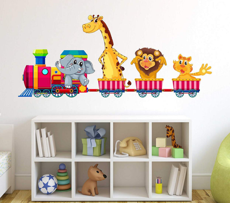 Tuffuk Jungle Train Large Vinyl Wallstickers for Home Decorations(80 cm x 40 cm)5TZ286