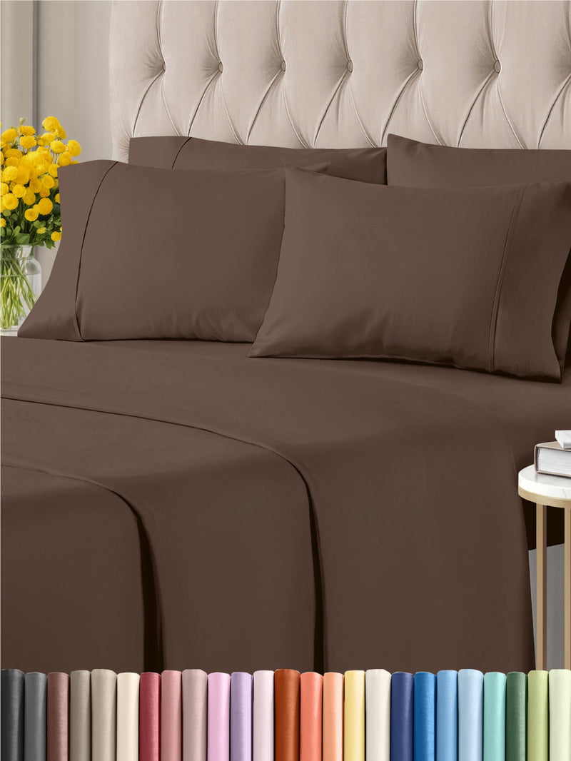 King , Brown : King Size Sheet Set - 6 Piece Set - Hotel Luxury Bed Sheets - Extra Soft - Deep Pockets - Easy Fit - Breathable & Cooling Sheets - Wrinkle Free - Brown Bed Sheets - Chocolate Kings Sheets - 6 PC