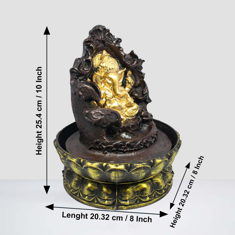 SPLICE Polyresin Ganesha Tabletop Water Fountain with LED Lights - Home and Office Decor Gift