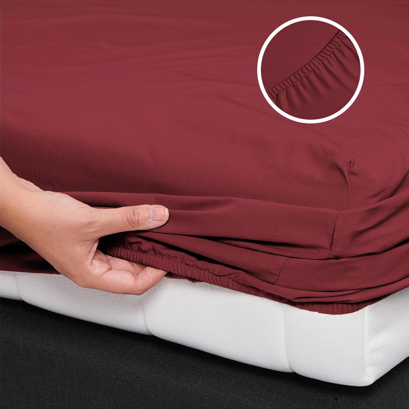 Pizuna 100% Cotton Fitted Bedsheets Queen Size, 400 Thread Count Long Staple Cotton SateenFitted Bedsheet 63x76 Inch with 2 Pillow Covers, Rio Red Queen Size Elastic Fitted Bedsheets fits 12 Inch