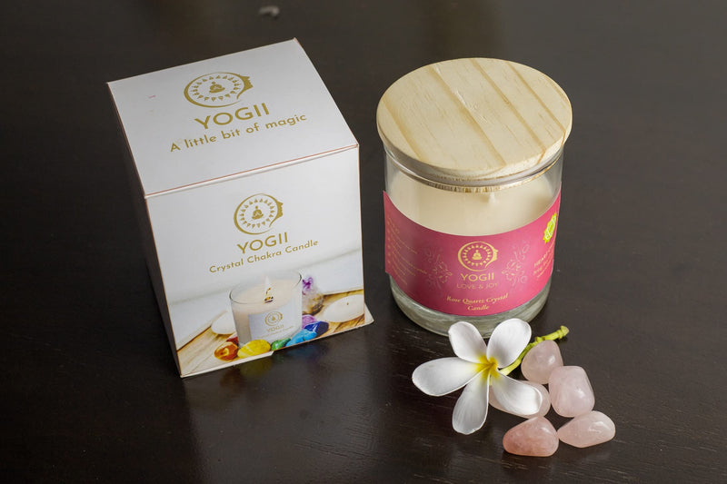 Yogii Aroma Soy Wax Rose Quartz Candles, Balances Heart Chakra