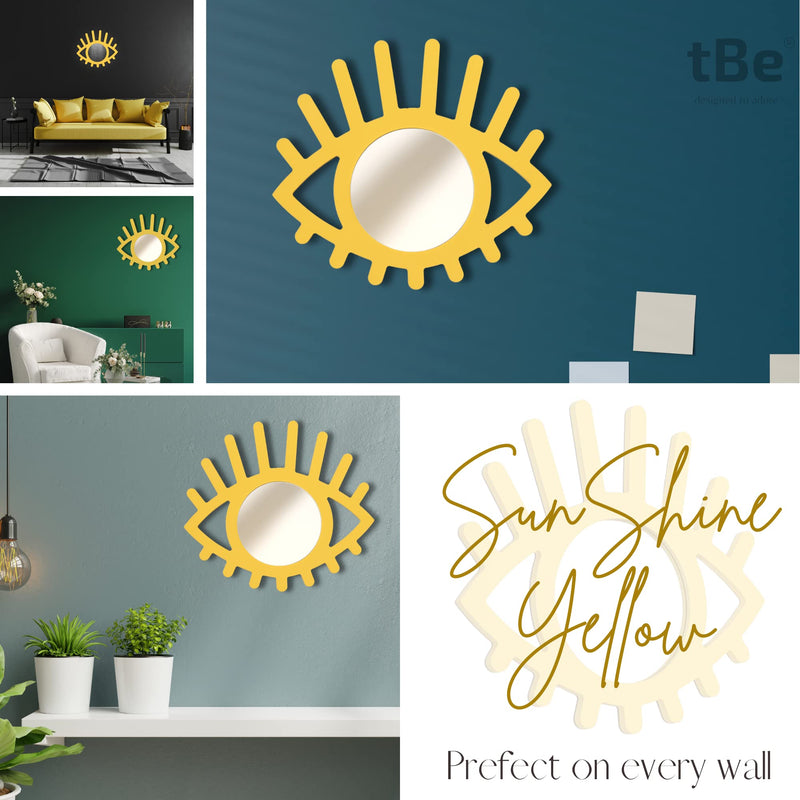 TBE DESIGNS Wall Decor Eye Mirror (Sunshine Yellow)