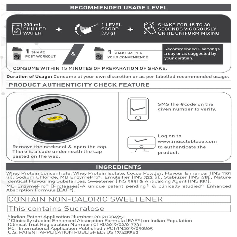 MuscleBlaze Biozyme Whey Protein,Blend Of Whey solate&Concentrate, Enhanced Absorption Formula 25 G Protein,11.8 G Eaa&5.5 G Bcaa Per Scoop (Rich Milk Chocolate,2 Kg/4.4 Lb)