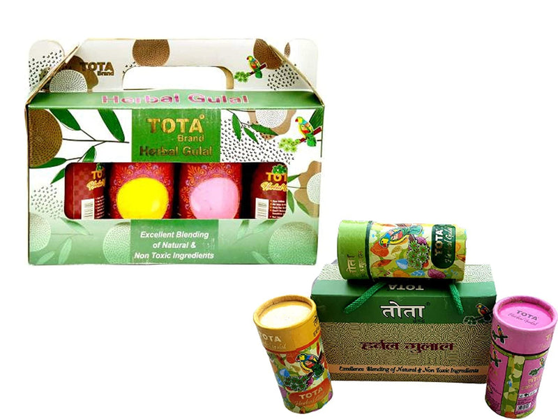 PRINT BHARAT Herbal Gulal Powder Set, 3 Colours with Container, Natural Holi Colours 100% Natural Holi Festivals Colors Herbal Gulal Powder Box in 3 Pc (Box 1)