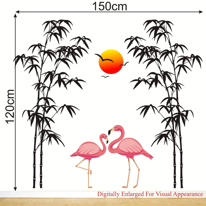 WALLSTICKS ' Flamingo -Birds - Love - Sunrise - Bamboo - Tree - Nature - Scenic - Creative – Colourful - Wallsticker ' - WS095 (PVC Vinyl - 150 cm X 120 cm)