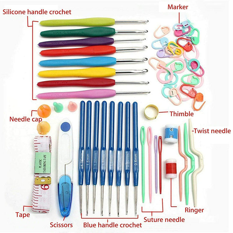 Tusmad Supremo Aldo Knitting Crochet Hook Needle Set (Large) 53Pcs Ergonomic Kit, Kit Organizer with 16Pcs Soft Grip Handles Hooks, Tapestry for Hand Knitted