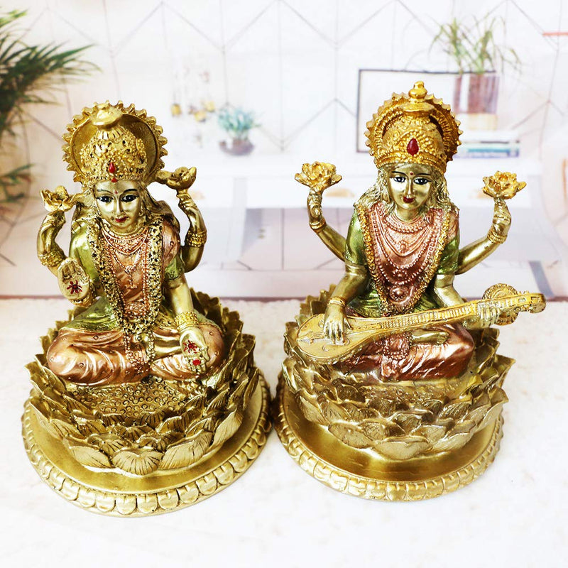 BangBangDa Hindu Goddess Laxmi Statue Sculpture – Indian God Lord Mather Lakshmi Puja Statue - India Pooja Item Murti Idol Figurine Diwali Gifts