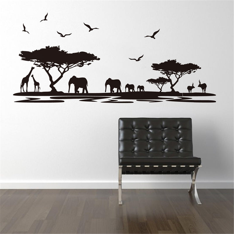 Wall African Safari Thirsty Animal Near River Scenic Decor for Living Room