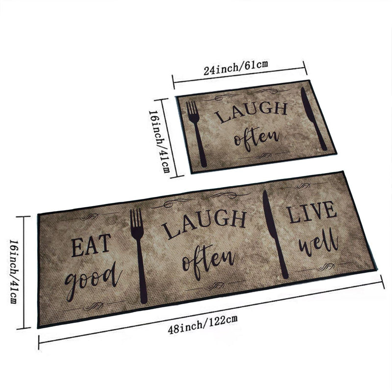 HomeCloud Kitchen Mat Anti Slip, Soft,Washable, Printed, Designer, For Floor, Kitchen, Room (6 Mm Thick, 41 X 122 Cm 41 X 61 Cm) / Eat_Good_Brown(Velvet), Large Rectangle