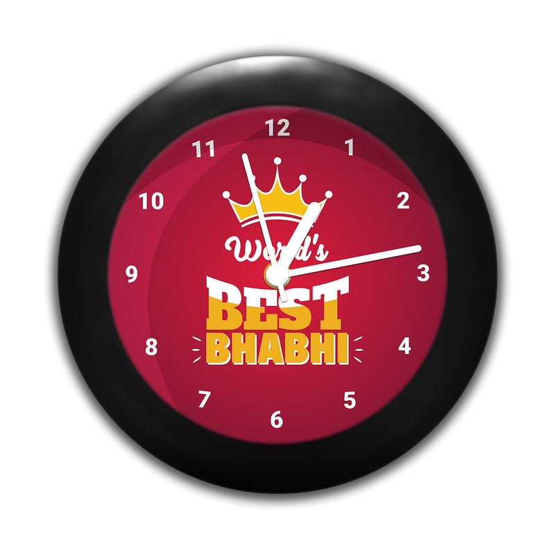 MC SID RAZZ - Best Bhabhi (red) design table clock | Desk Clock for Home and Office, gift for rakhi