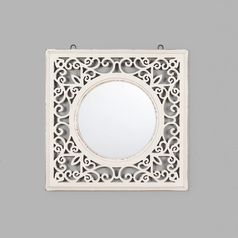 THE URBAN STORE Decorative & Hand Crafted Wooden Square Wall Mirror (50 x 50 x 2 CM)