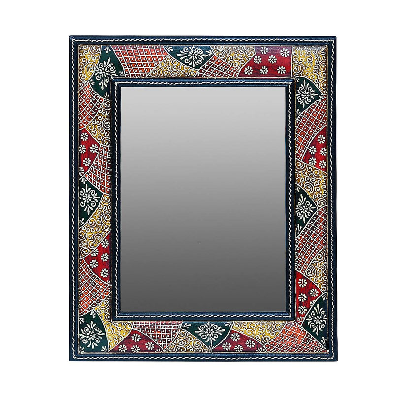 DESERT ART MDF 12 x 16 Inch Hand Painted Framed Rectangle Mirror (33.02 X2.54 X40.64) CM