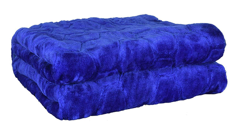 SHOPCLIX Ultra Soft Luxurious Embossed Very Warm Korean Mink Blanket Single Bed for Winter - (55x 85 Inches) (Blue, Single, reversible)