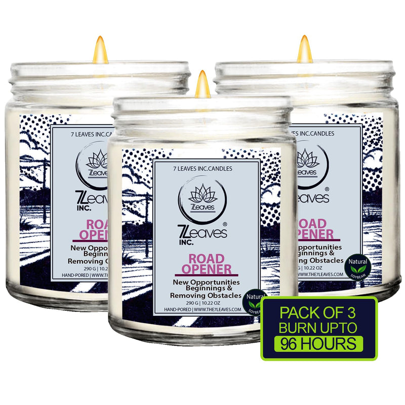 7LEAVES INC® Road Opener Candles are Used in Spiritual practices to Help Clear Away Obstacles, and blockages, Embrace New Opportunities, Dream Bigger with Rare Herbs and Essential Oil