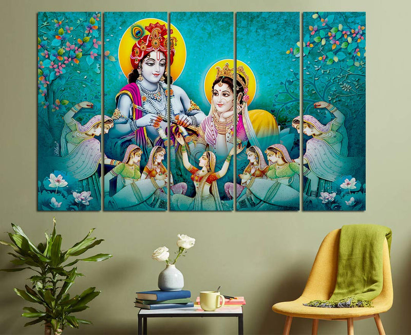 KYARA ARTS Big Size Multiple Frames, Beautiful Wall Art Painting for Living Room, Bedroom, Office, Hotels, Drawing Room Wooden Framed Digital Painting (60inch x 36inch) s02