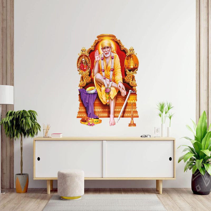 Masstone PVC Vinyl Shirdi Sai Baba Wall Sticker, 39x56 CM - Pack of 1