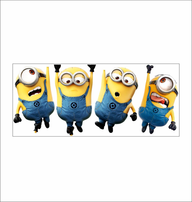 Craft Shipper Pack of 4 Minion Toys Wall Stickers 18x27 inch for Kids Room, Bedroom - Self Adhesive Peel and Stick Wall Sticker Home Decor