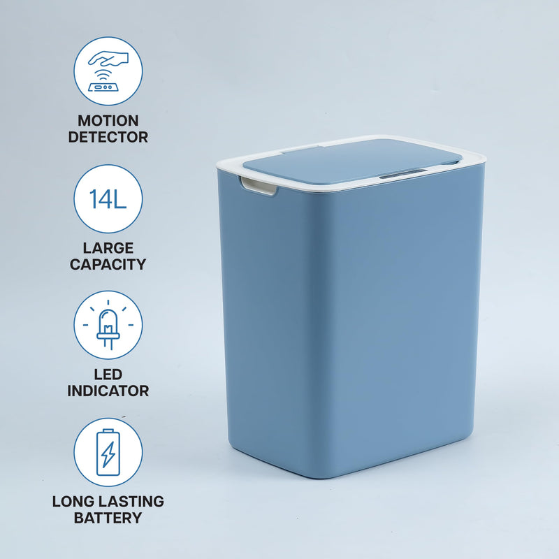 Jiffy 14L Plastic Automatic Smart Sensor Dustbin with Lid for Home, Office, Kitchen, Bathroom, Room (Motion-Sensor) (14L, Blue)