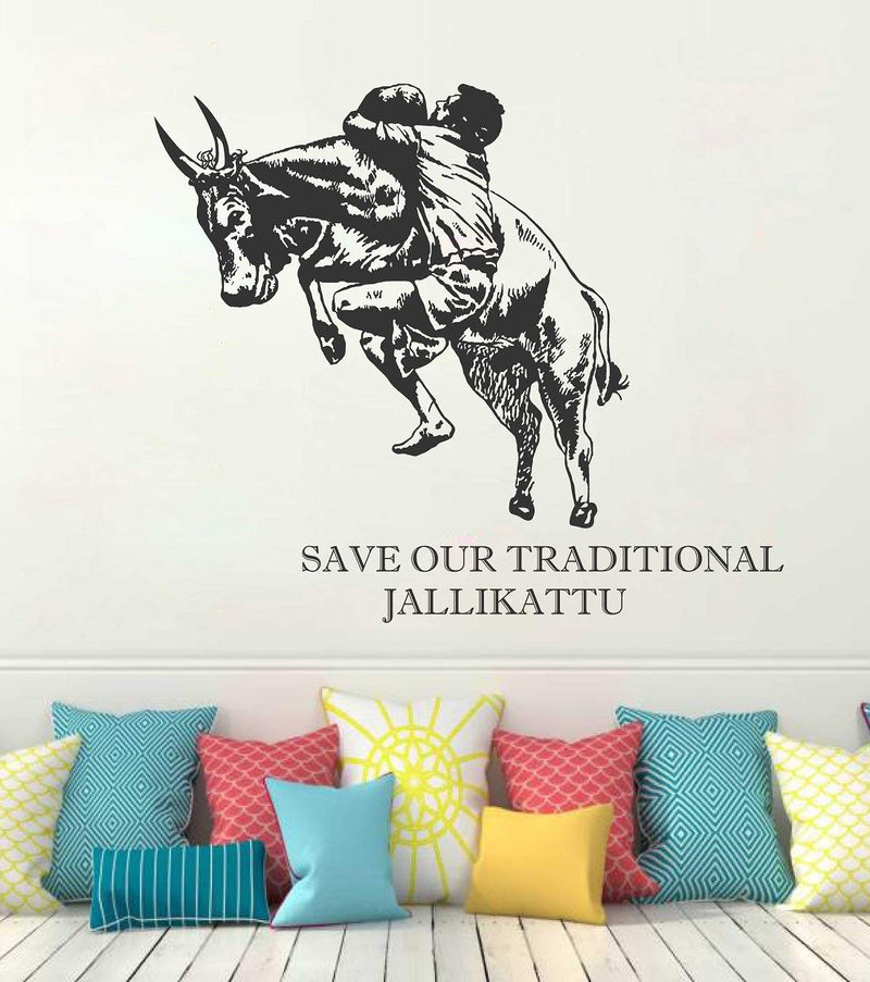 Tuffuk Save Jallikattu Large Vinyl Wallstickers for Home Decorations(80 cm x 70 cm)5TZ043