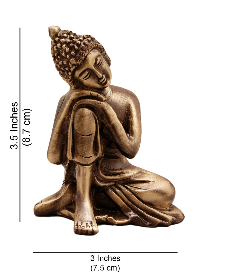 Two Moustaches Brass Buddha Resting Showpiece