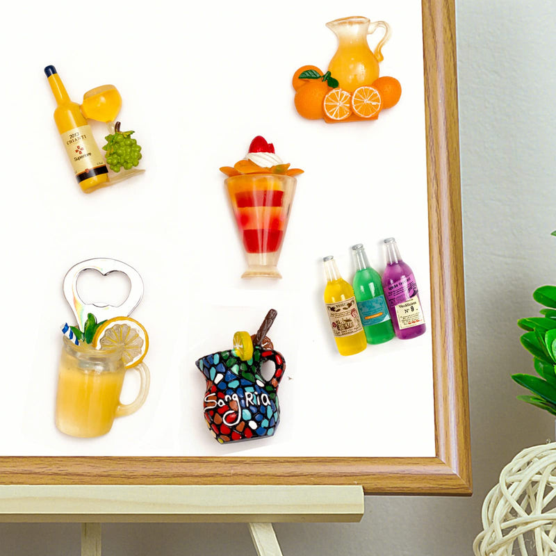 4 Fridge Magnets 3D Resin Magnet Refrigerator Stickers for Refrigerators, Whiteboards, Maps and Other Magnetic Items¡­ (Fruit Juice)