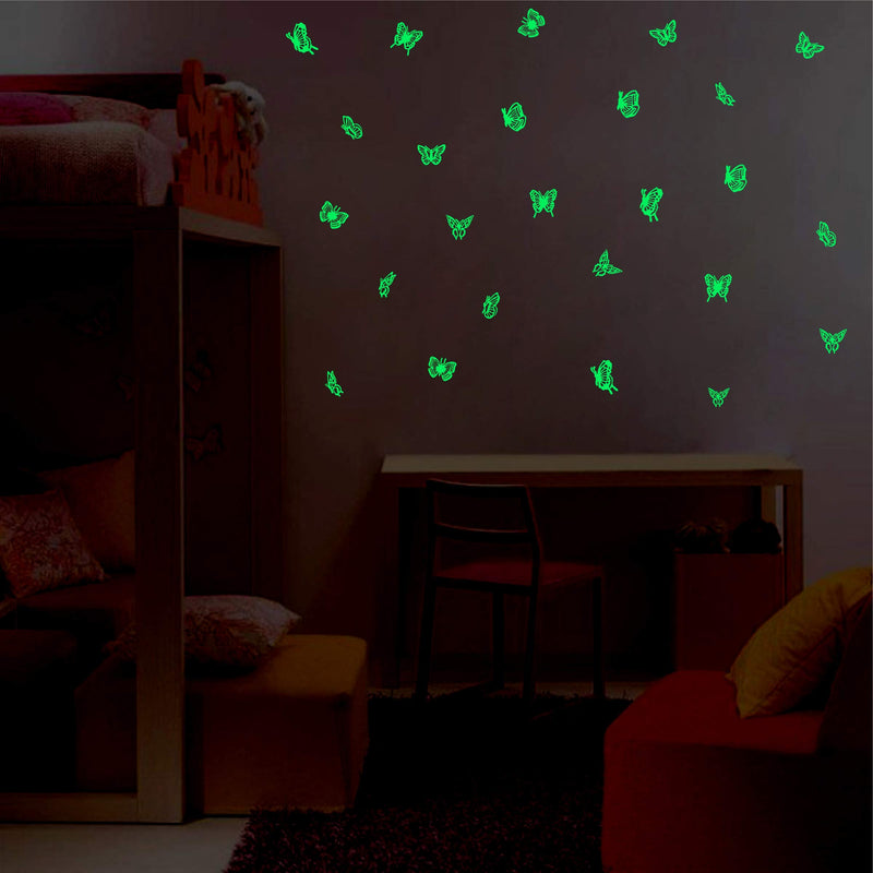 Decor kafe Glowing Butterfly Fluorescent Luminous Stickers, Night Glow Stickers Glow in Dark Stickers Kids Boys Girls