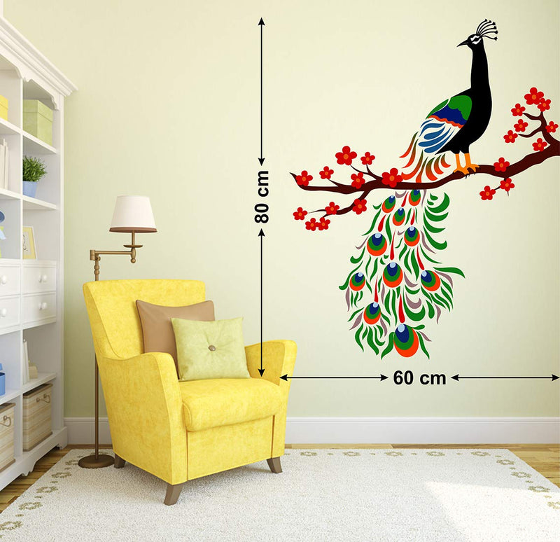 Tuffuk Beautifull Peacock Large Vinyl Wallstickers for Home Decorations(60 cm x 80 cm)5TZ227