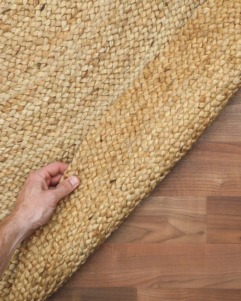 Fernish Decor Jute Round Rug - Braided Reversible Rug for Living Room Bedroom (Beige, 3 Feet / 90 CM, Round)