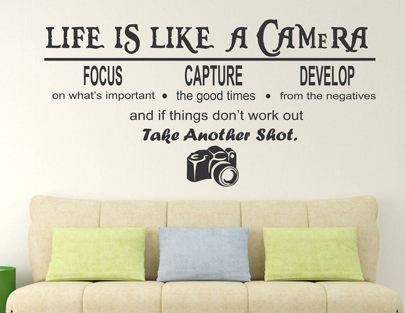 WALLSTICKY Life is Like A Camera Wall Sticker for Wall Decoration