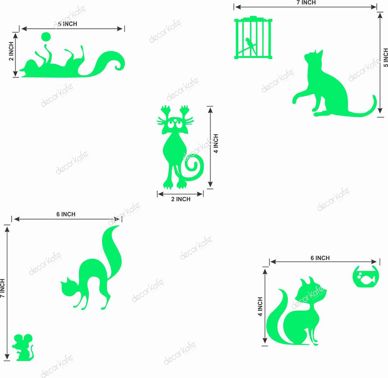 Sticker Hub Glowing Cat Wall Stickers Set of 5 SW25