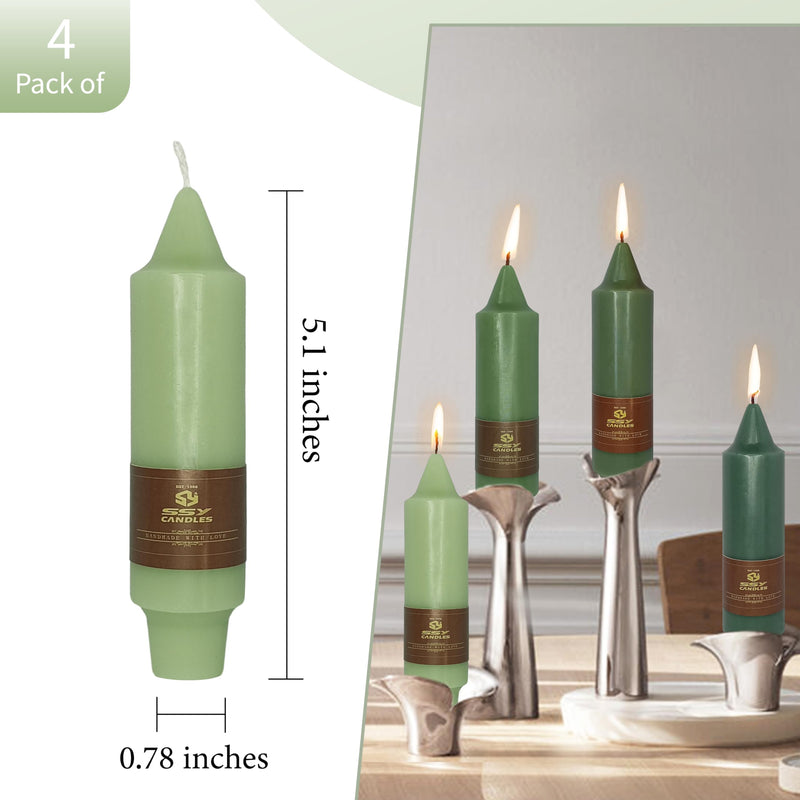 5 inch Short Candlesticks Gradient Green Taper Candles 4 PCS for Dinner Household Wedding Party Home Décor Candles