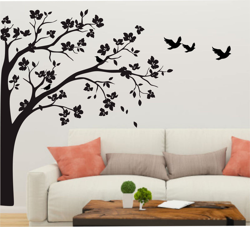 HS DECOR Abstract Trees Leaves Wall Sticker PVC Vinyl Black Wall Stickers for Room Decoration