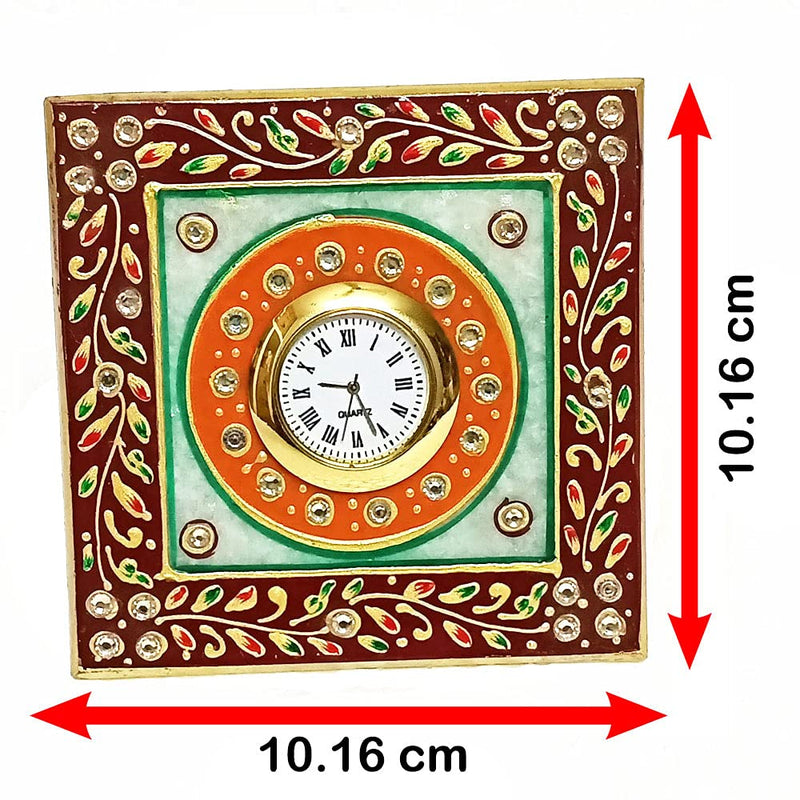 Handicraft Kingdom Clock For Kitchen Decoration Mini Cute Home Bathroom, Office Tabletop Display, Living Room, Bedroom & Bedside Gift With Ganesh Chowki| Approx Size (4 x 4 Inch & Wt (600 Gm Pack Of 3