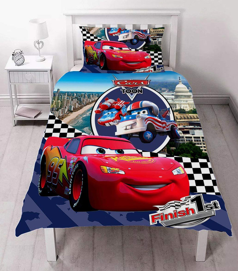 Trendz Decor Kaprido 180 TC Velvet 3D Printed Car Racing Single Bedsheet with 1 Pillow Covers