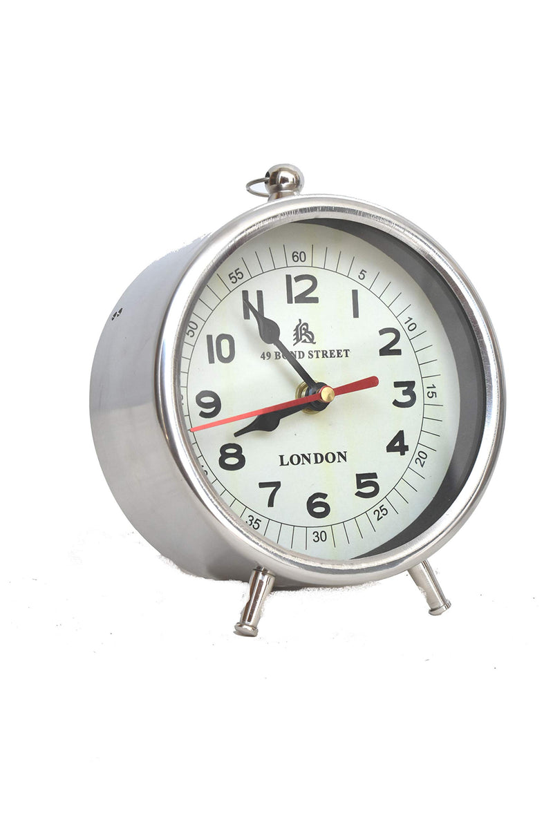 Chrome Finish Handmade Desk Clock Perfect Working Analog Clock