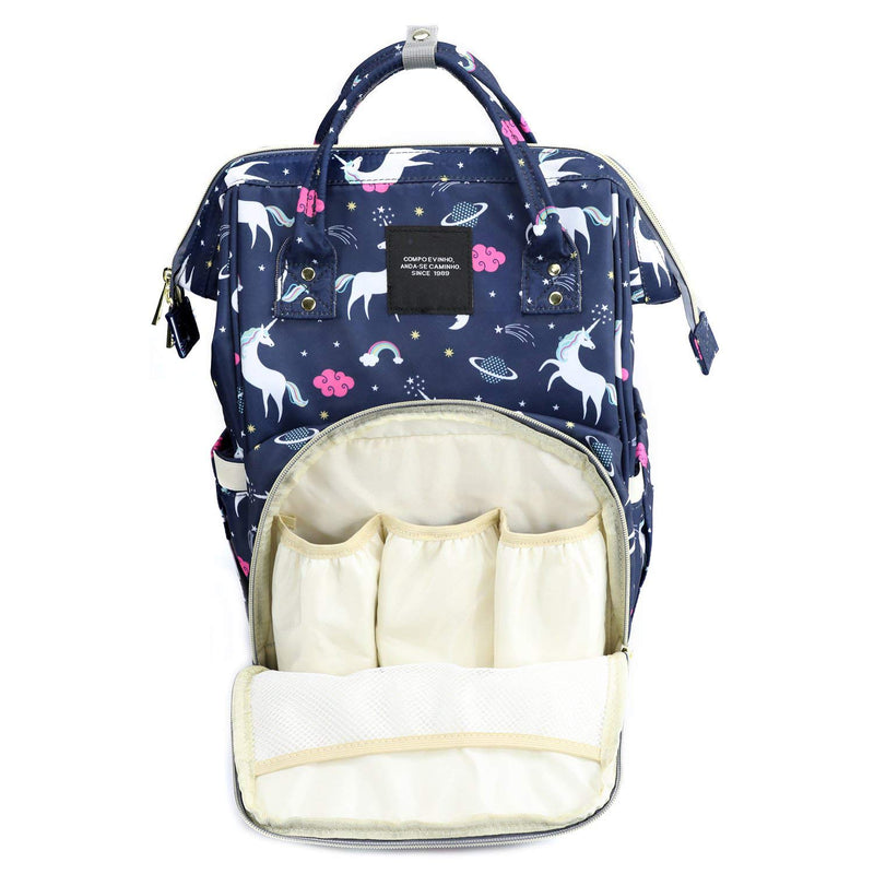 House of Quirk Baby Diaper Bag Maternity Backpack (Dark Blue Unicorn)