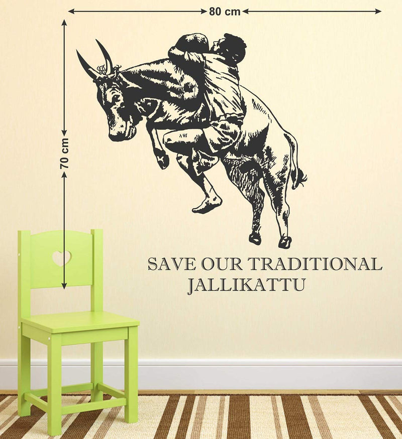 Tuffuk Save Jallikattu Large Vinyl Wallstickers for Home Decorations(80 cm x 70 cm)5TZ043