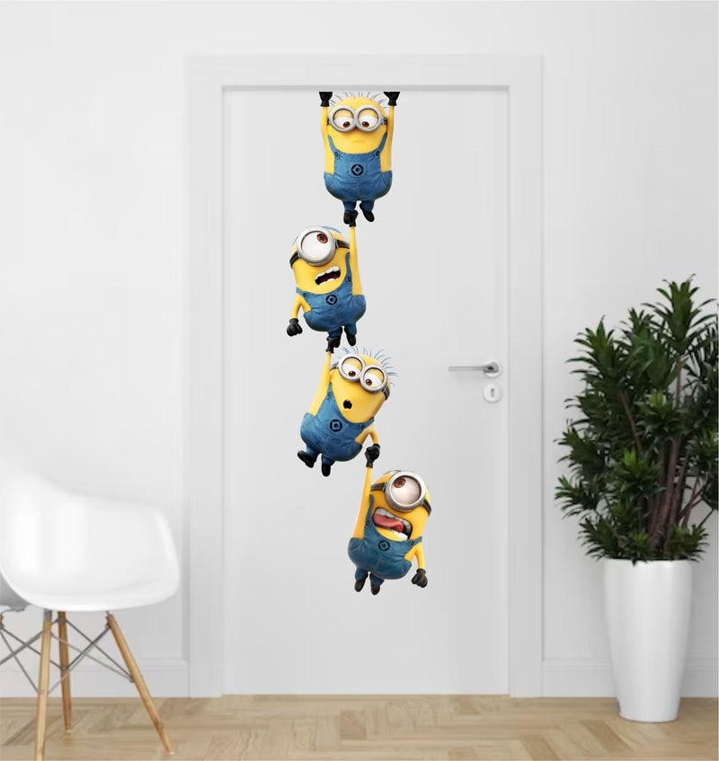 Craft Shipper Pack of 4 Minion Toys Wall Stickers 18x27 inch for Kids Room, Bedroom - Self Adhesive Peel and Stick Wall Sticker Home Decor