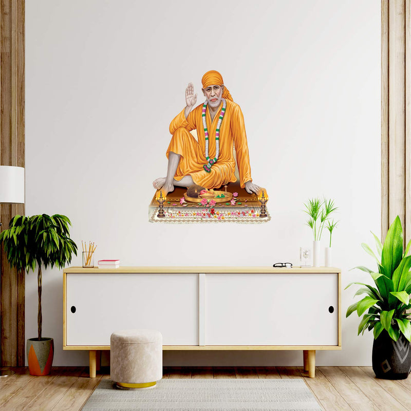 Masstone PVC Vinyl Sai Baba Shirdi Wall Sticker 41x51 Cm - Pack of 1