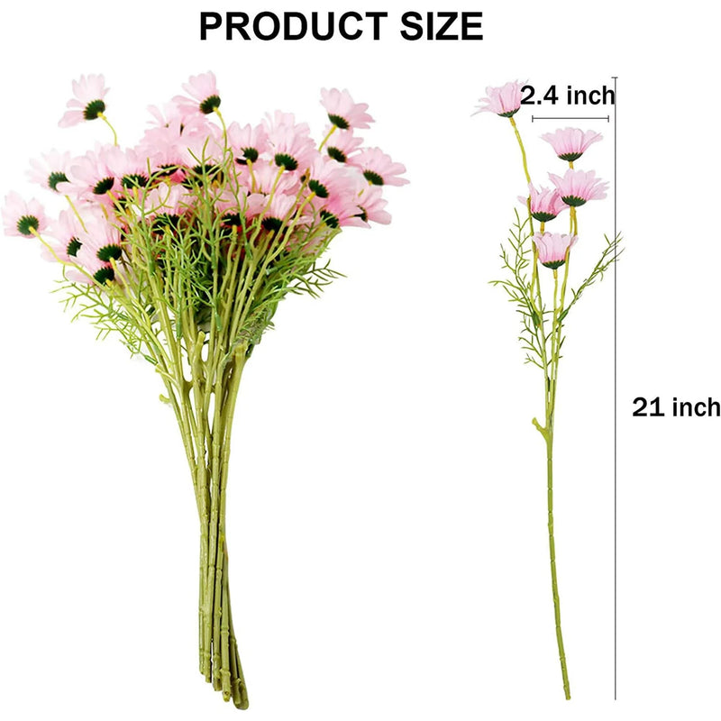 Wrixty 10 Head Artificial Daisy Flower Small Fake Daisy Silk Flowers Home Decoration Chrysanthemum Simulation Flower Wedding Birthday Party (Daisy Pink)