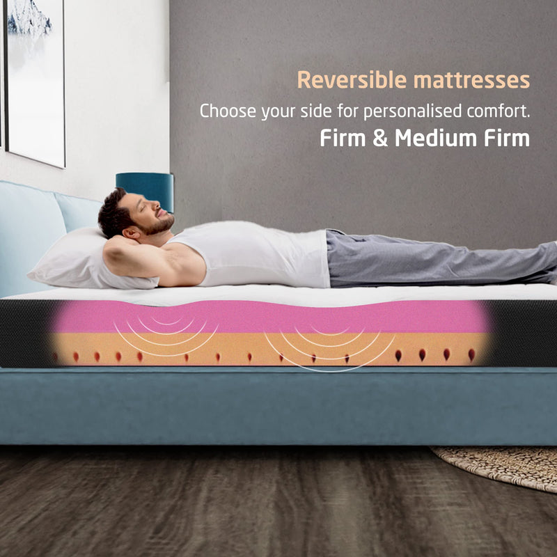 Livpure Smart DUOS FLIP Reversible HR Foam Mattress |3D SleepTech Crafted Zones| Ergonomic Support ComfortScience Foam| High GSM Sporty Fabric|King Bed (78x72x5) inch, Washable Zipper Cover