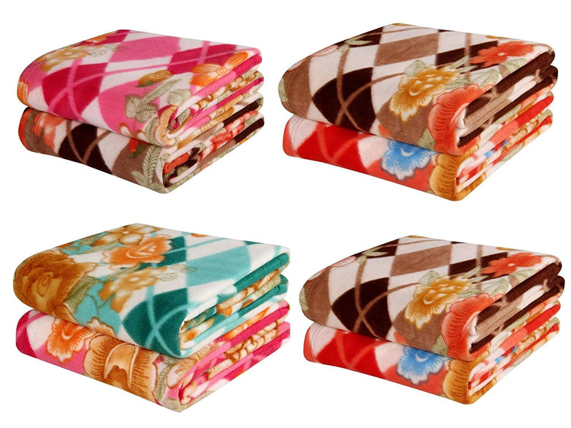 BSB HOME All Season Multipurpose Polar Fleece Single Bed Printed Multicolor Light Weight Blanket (Set of 2, 225 X 152 cm)