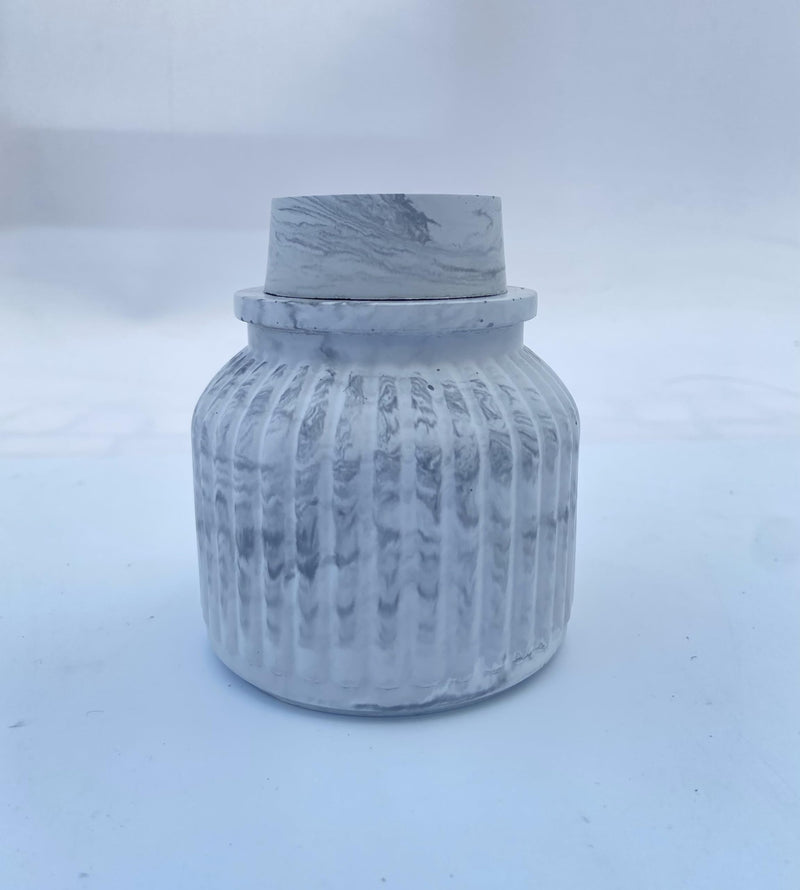 Sweera Art Concrete Stried Candle Jar with Lid IHandmade Jar with Lid l Handmade Candle Gift I Multiused Jar and Lid I Luxury Candle I Best Candle Jar for Home Decor.